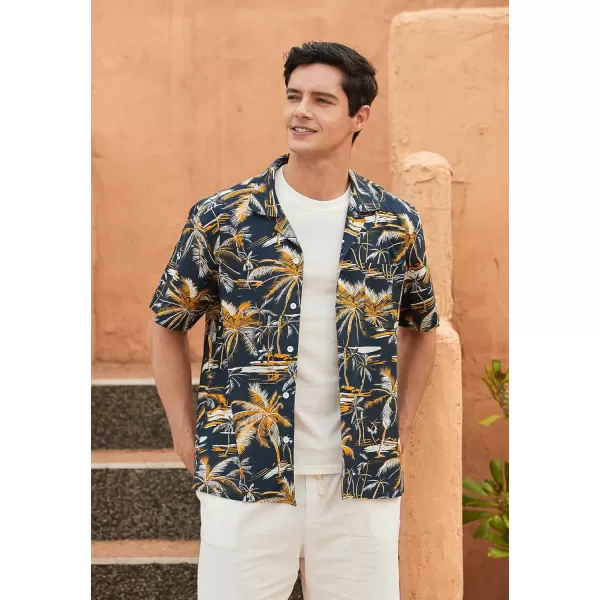 Mens Hawaiian Shirts Short Sleeve Button Down Tropical Beach Shirt 100% Cotton Summer Casual Vacation Floral Aloha Shirt