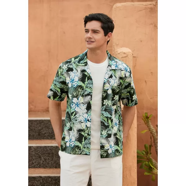 Mens Hawaiian Shirts Short Sleeve Button Down Tropical Beach Shirt 100% Cotton Summer Casual Vacation Floral Aloha Shirt