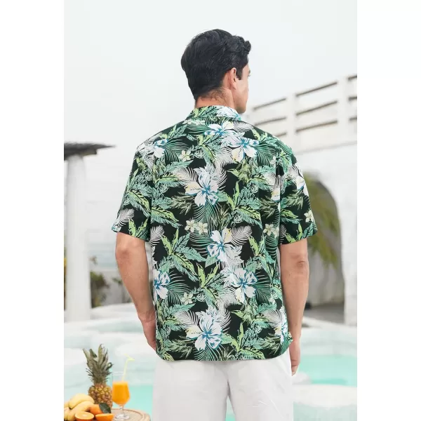 Mens Hawaiian Shirts Short Sleeve Button Down Tropical Beach Shirt 100% Cotton Summer Casual Vacation Floral Aloha Shirt