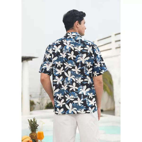 Mens Hawaiian Shirts Short Sleeve Button Down Tropical Beach Shirt 100% Cotton Summer Casual Vacation Floral Aloha Shirt