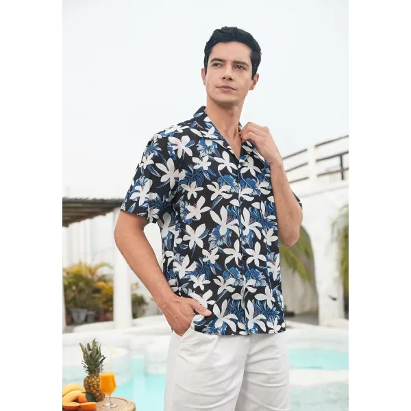 Mens Hawaiian Shirts Short Sleeve Button Down Tropical Beach Shirt 100% Cotton Summer Casual Vacation Floral Aloha Shirt