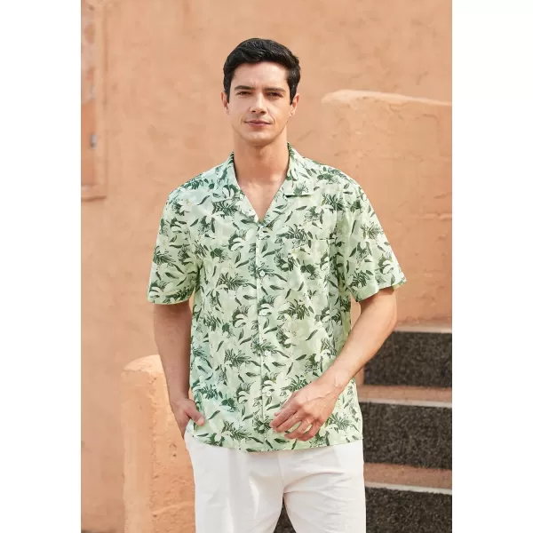 Mens Hawaiian Shirts Short Sleeve Button Down Tropical Beach Shirt 100% Cotton Summer Casual Vacation Floral Aloha Shirt