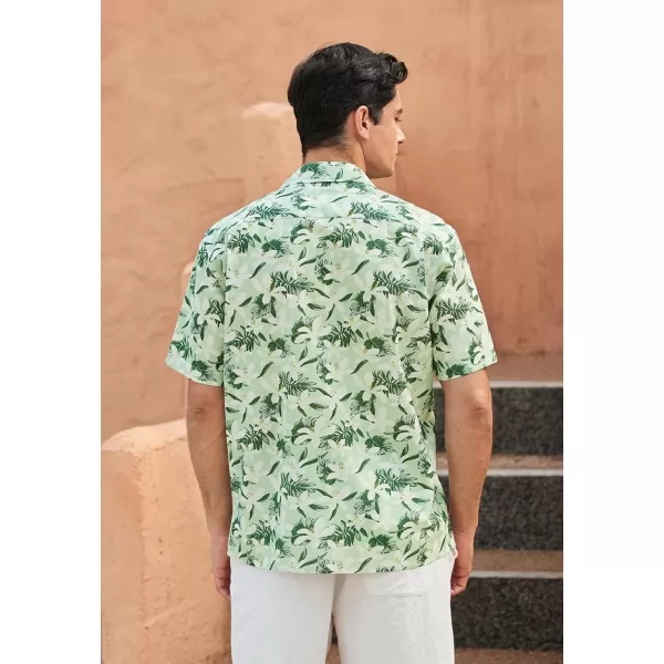 Mens Hawaiian Shirts Short Sleeve Button Down Tropical Beach Shirt 100% Cotton Summer Casual Vacation Floral Aloha Shirt
