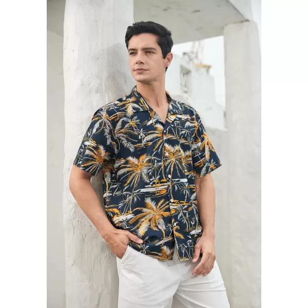 Mens Hawaiian Shirts Short Sleeve Button Down Tropical Beach Shirt 100% Cotton Summer Casual Vacation Floral Aloha Shirt