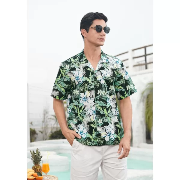 Mens Hawaiian Shirts Short Sleeve Button Down Tropical Beach Shirt 100% Cotton Summer Casual Vacation Floral Aloha Shirt