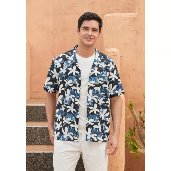 Mens Hawaiian Shirts Short Sleeve Button Down Tropical Beach Shirt 100% Cotton Summer Casual Vacation Floral Aloha Shirt