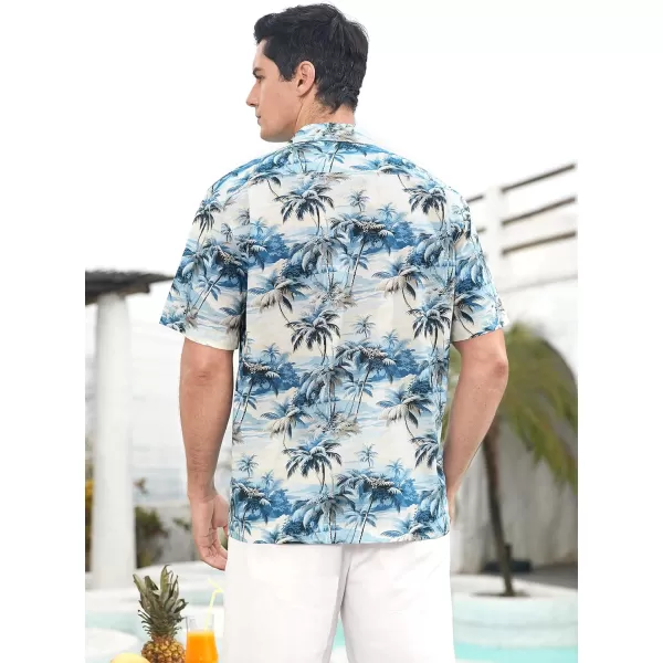 Mens Hawaiian Shirts Short Sleeve Button Down Tropical Beach Shirt 100% Cotton Summer Casual Vacation Floral Aloha Shirt