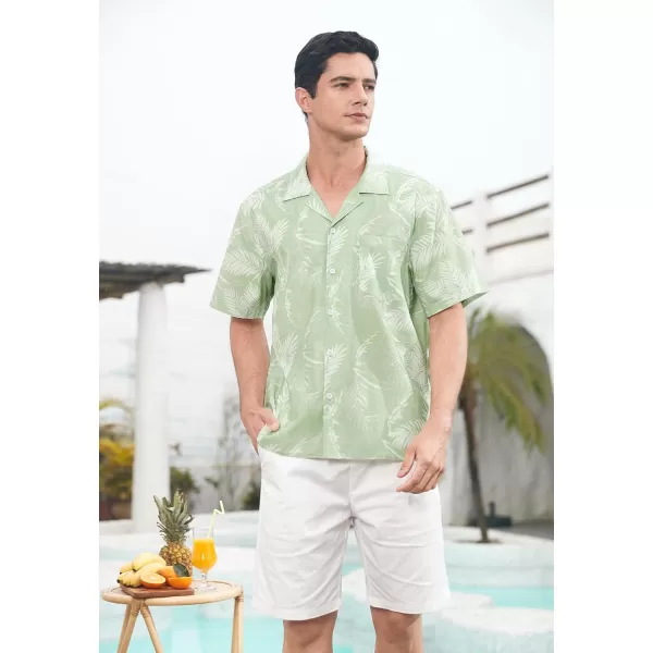 Mens Hawaiian Shirts Short Sleeve Button Down Tropical Beach Shirt 100% Cotton Summer Casual Vacation Floral Aloha Shirt