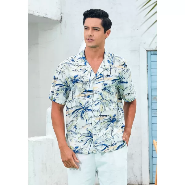 Mens Hawaiian Shirts Short Sleeve Button Down Tropical Beach Shirt 100% Cotton Summer Casual Vacation Floral Aloha Shirt