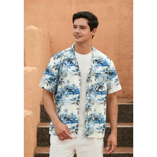 Mens Hawaiian Shirts Short Sleeve Button Down Tropical Beach Shirt 100% Cotton Summer Casual Vacation Floral Aloha Shirt