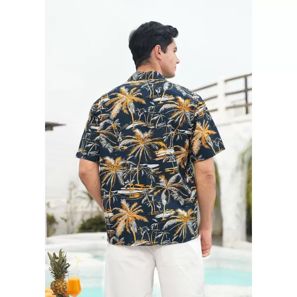 Mens Hawaiian Shirts Short Sleeve Button Down Tropical Beach Shirt 100% Cotton Summer Casual Vacation Floral Aloha Shirt