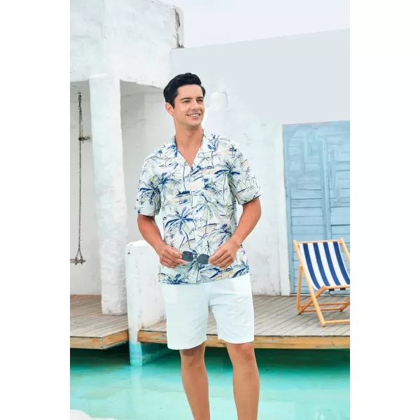 Mens Hawaiian Shirts Short Sleeve Button Down Tropical Beach Shirt 100% Cotton Summer Casual Vacation Floral Aloha Shirt