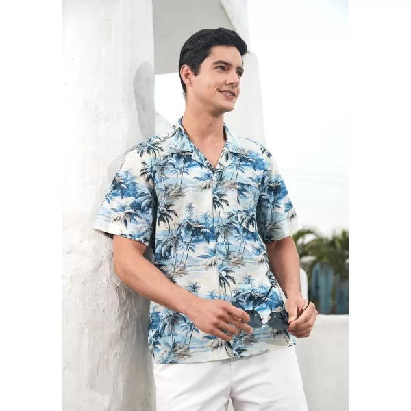 Mens Hawaiian Shirts Short Sleeve Button Down Tropical Beach Shirt 100% Cotton Summer Casual Vacation Floral Aloha Shirt