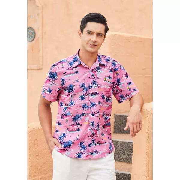 Men's Hawaiian Shirts Short Sleeve Floral Tropical Aloha Shirt Casual Summer Button Down Holiday Beach Shirt with Pocket