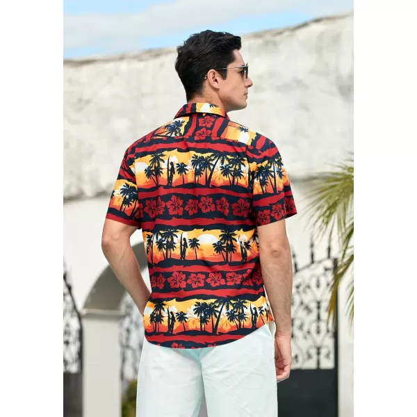 Men's Hawaiian Shirts Short Sleeve Floral Tropical Aloha Shirt Casual Summer Button Down Holiday Beach Shirt with Pocket