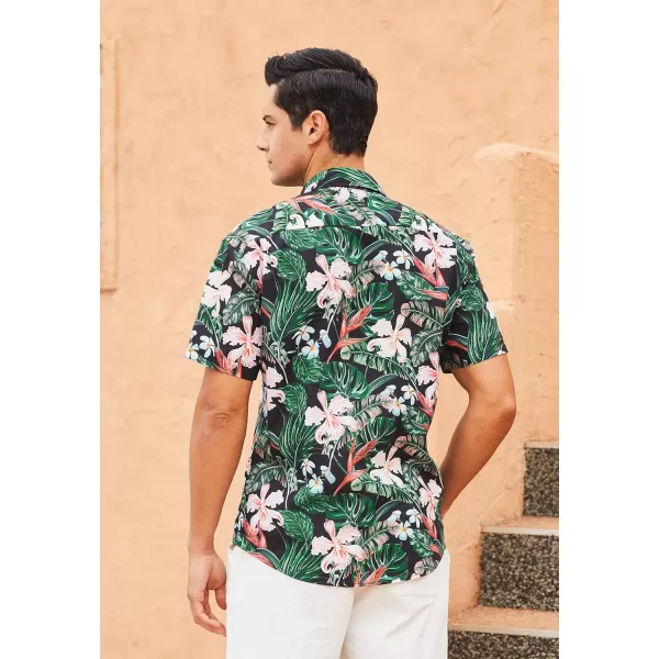 Men's Hawaiian Shirts Short Sleeve Floral Tropical Aloha Shirt Casual Summer Button Down Holiday Beach Shirt with Pocket
