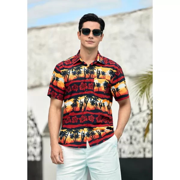 Men's Hawaiian Shirts Short Sleeve Floral Tropical Aloha Shirt Casual Summer Button Down Holiday Beach Shirt with Pocket