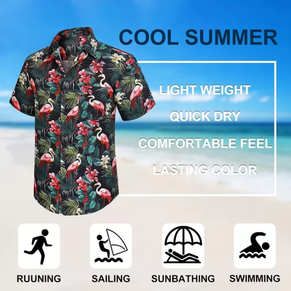 Men's Hawaiian Shirts Short Sleeve Floral Tropical Aloha Shirt Casual Summer Button Down Holiday Beach Shirt with Pocket