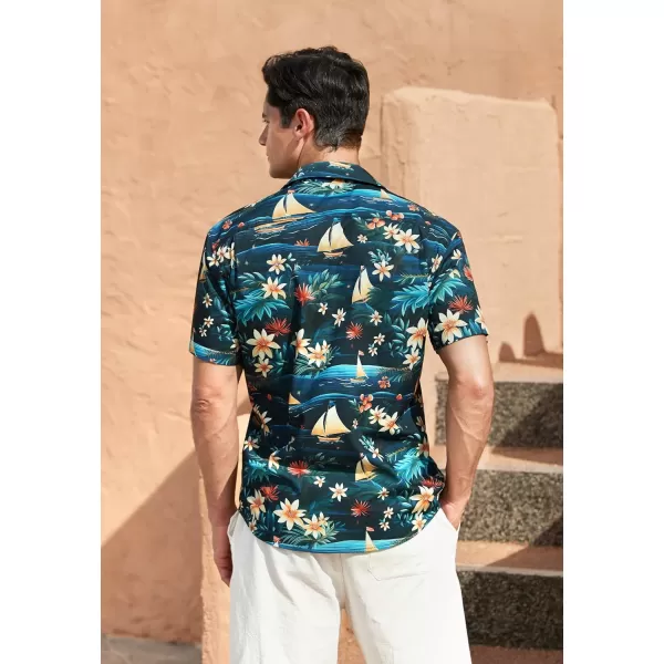 Men's Hawaiian Shirts Short Sleeve Floral Tropical Aloha Shirt Casual Summer Button Down Holiday Beach Shirt with Pocket