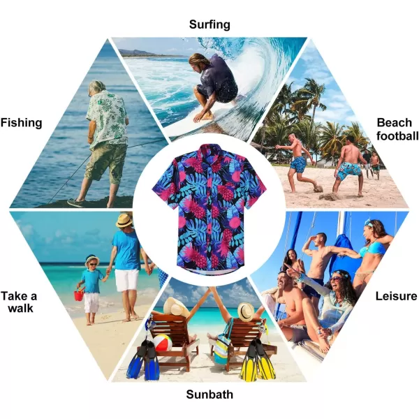 Men's Hawaiian Shirts Short Sleeve Floral Tropical Aloha Shirt Casual Summer Button Down Holiday Beach Shirt with Pocket