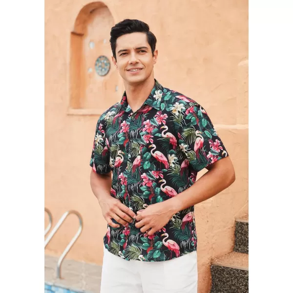 Men's Hawaiian Shirts Short Sleeve Floral Tropical Aloha Shirt Casual Summer Button Down Holiday Beach Shirt with Pocket