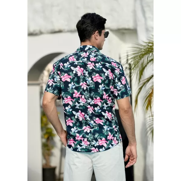 Men's Hawaiian Shirts Short Sleeve Floral Tropical Aloha Shirt Casual Summer Button Down Holiday Beach Shirt with Pocket
