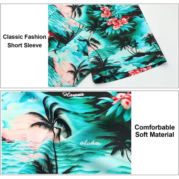 Men's Hawaiian Shirts Short Sleeve Floral Tropical Aloha Shirt Casual Summer Button Down Holiday Beach Shirt with Pocket