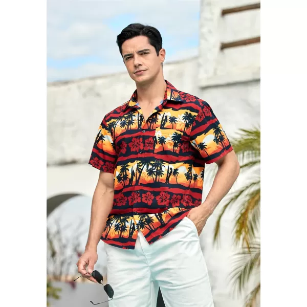 Men's Hawaiian Shirts Short Sleeve Floral Tropical Aloha Shirt Casual Summer Button Down Holiday Beach Shirt with Pocket
