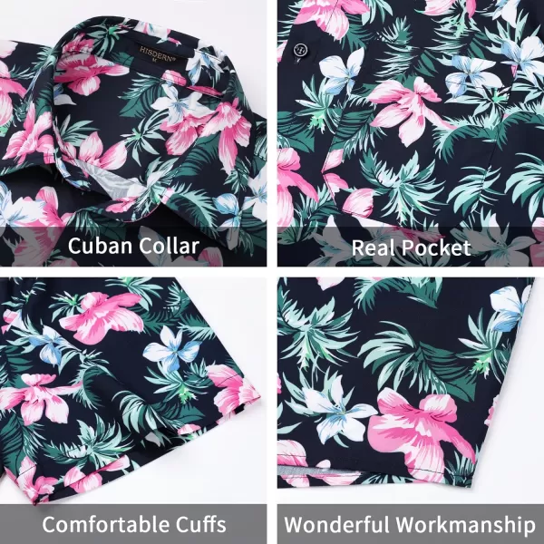 Men's Hawaiian Shirts Short Sleeve Floral Tropical Aloha Shirt Casual Summer Button Down Holiday Beach Shirt with Pocket