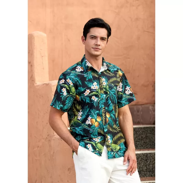 Men's Hawaiian Shirts Short Sleeve Floral Tropical Aloha Shirt Casual Summer Button Down Holiday Beach Shirt with Pocket