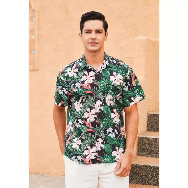 Men's Hawaiian Shirts Short Sleeve Floral Tropical Aloha Shirt Casual Summer Button Down Holiday Beach Shirt with Pocket