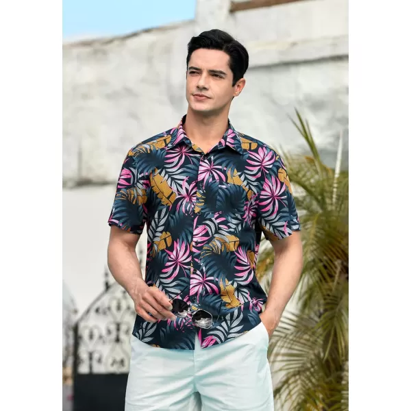Men's Hawaiian Shirts Short Sleeve Floral Tropical Aloha Shirt Casual Summer Button Down Holiday Beach Shirt with Pocket