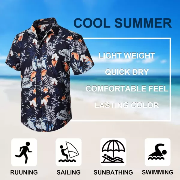 Men's Hawaiian Shirts Short Sleeve Floral Tropical Aloha Shirt Casual Summer Button Down Holiday Beach Shirt with Pocket