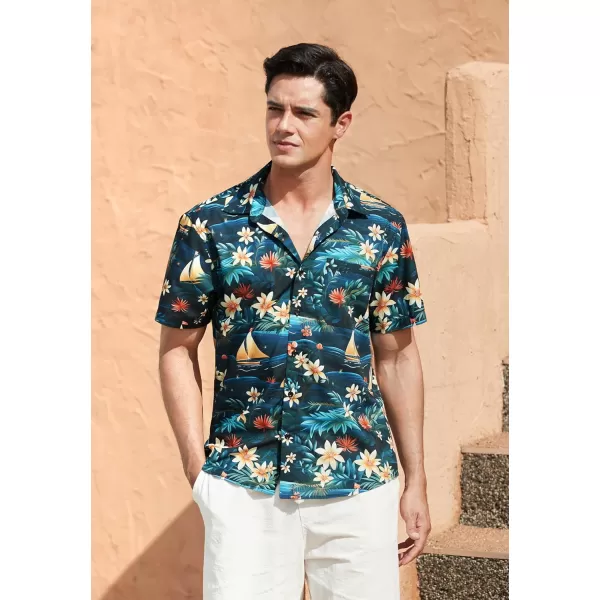 Men's Hawaiian Shirts Short Sleeve Floral Tropical Aloha Shirt Casual Summer Button Down Holiday Beach Shirt with Pocket