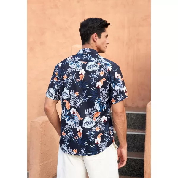 Men's Hawaiian Shirts Short Sleeve Floral Tropical Aloha Shirt Casual Summer Button Down Holiday Beach Shirt with Pocket