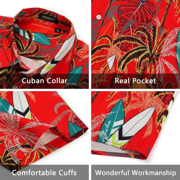 Men's Hawaiian Shirts Short Sleeve Floral Tropical Aloha Shirt Casual Summer Button Down Holiday Beach Shirt with Pocket