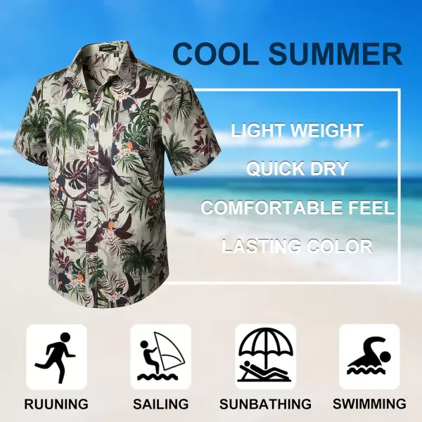 Men's Hawaiian Shirts Short Sleeve Floral Tropical Aloha Shirt Casual Summer Button Down Holiday Beach Shirt with Pocket