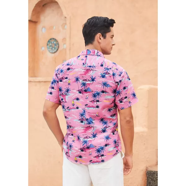 Men's Hawaiian Shirts Short Sleeve Floral Tropical Aloha Shirt Casual Summer Button Down Holiday Beach Shirt with Pocket