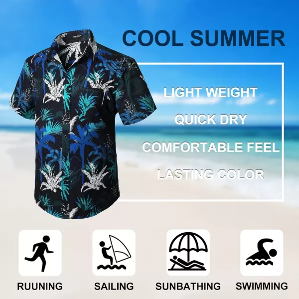 Men's Hawaiian Shirts Short Sleeve Floral Tropical Aloha Shirt Casual Summer Button Down Holiday Beach Shirt with Pocket