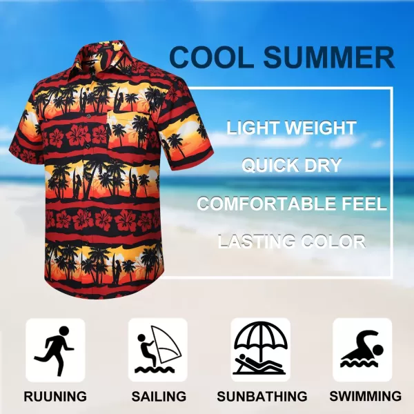 Men's Hawaiian Shirts Short Sleeve Floral Tropical Aloha Shirt Casual Summer Button Down Holiday Beach Shirt with Pocket