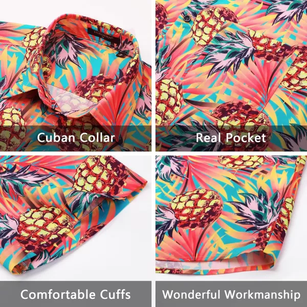 Men's Hawaiian Shirts Short Sleeve Floral Tropical Aloha Shirt Casual Summer Button Down Holiday Beach Shirt with Pocket