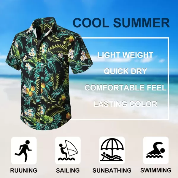 Men's Hawaiian Shirts Short Sleeve Floral Tropical Aloha Shirt Casual Summer Button Down Holiday Beach Shirt with Pocket