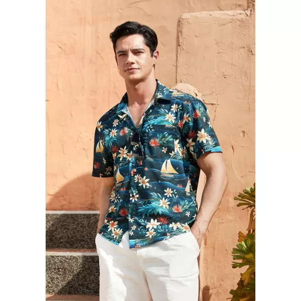 Men's Hawaiian Shirts Short Sleeve Floral Tropical Aloha Shirt Casual Summer Button Down Holiday Beach Shirt with Pocket