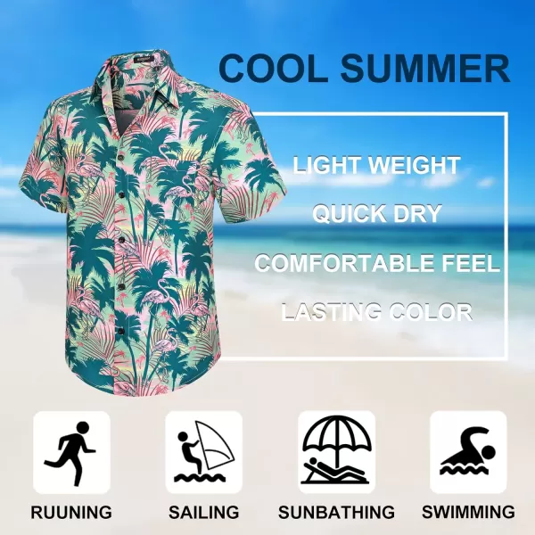 Men's Hawaiian Shirts Short Sleeve Floral Tropical Aloha Shirt Casual Summer Button Down Holiday Beach Shirt with Pocket