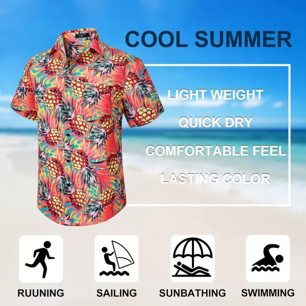Men's Hawaiian Shirts Short Sleeve Floral Tropical Aloha Shirt Casual Summer Button Down Holiday Beach Shirt with Pocket