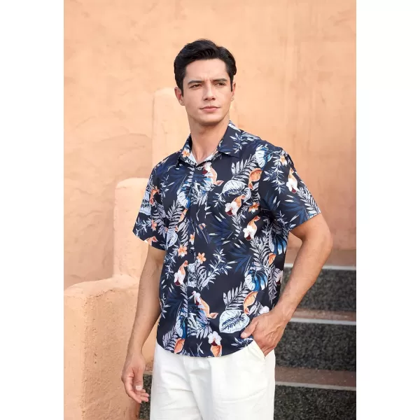 Men's Hawaiian Shirts Short Sleeve Floral Tropical Aloha Shirt Casual Summer Button Down Holiday Beach Shirt with Pocket