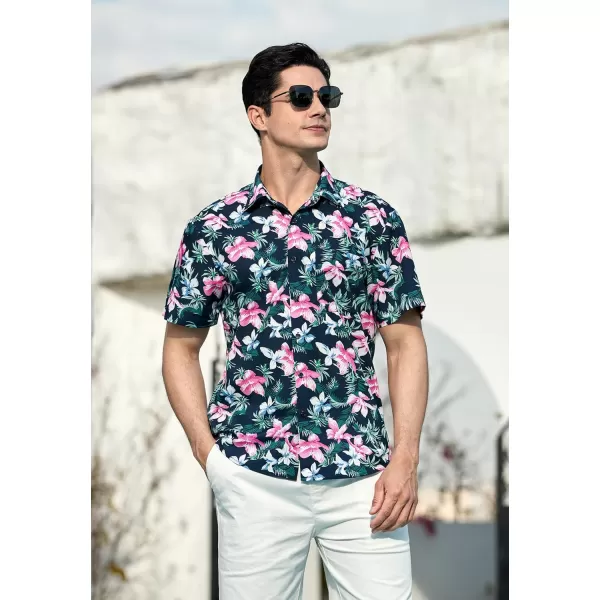 Men's Hawaiian Shirts Short Sleeve Floral Tropical Aloha Shirt Casual Summer Button Down Holiday Beach Shirt with Pocket