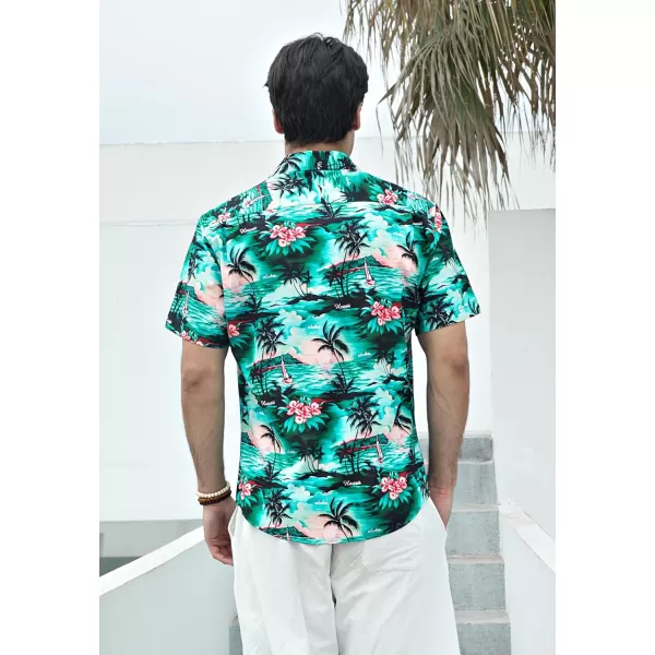 Men's Hawaiian Shirts Short Sleeve Floral Tropical Aloha Shirt Casual Summer Button Down Holiday Beach Shirt with Pocket
