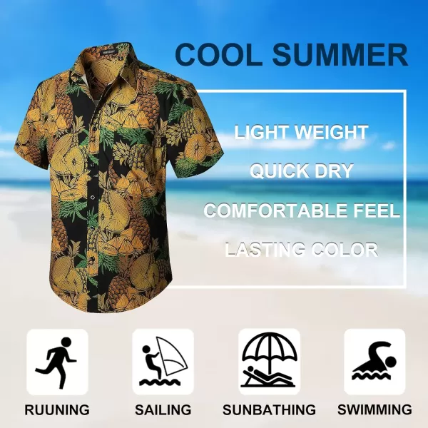 Men's Hawaiian Shirts Short Sleeve Floral Tropical Aloha Shirt Casual Summer Button Down Holiday Beach Shirt with Pocket