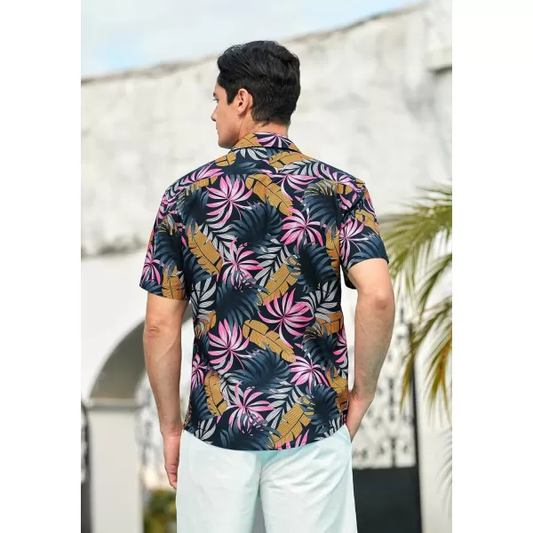 Men's Hawaiian Shirts Short Sleeve Floral Tropical Aloha Shirt Casual Summer Button Down Holiday Beach Shirt with Pocket